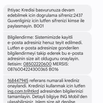 ING Krediniz Onaylandı Şikayeti