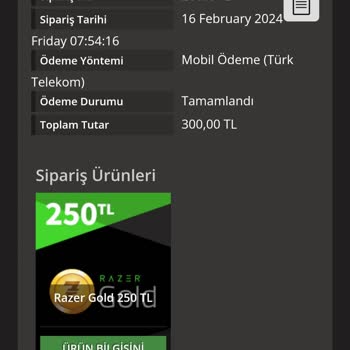 Playstore.com Razer Gold Pin Satın Aldım Ama Gelmedi