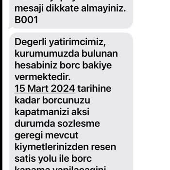 Bizim Menkul Değerler Gelen Borç Mesajları