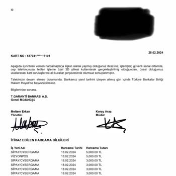 Garanti Bankası Onaylanan İadeyi Hesabıma Yansıtmadı