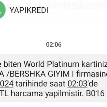 E / Moka / Bershka Giyim Bilgim Dışında Kredi Kartı Harcama İşlemi