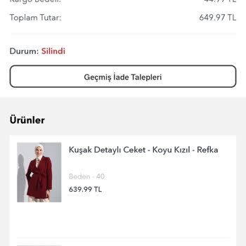 Modanisa Siparişimi Sildi. Bunu Param İade Olunca Öğrendim. Bildirmedi