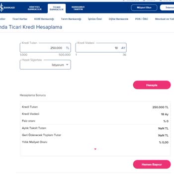 İş Bankası Anında Ticari Kredi Çalışmıyor