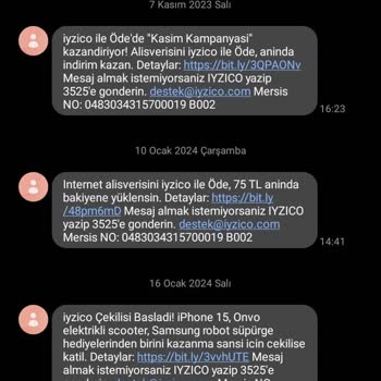 iyzico Sürekli Gelen Rahatsız Edici SMS Bildirimleri