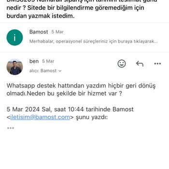 Bamost Sipariş Teslimatı Olmaması Ve Bilgilendirilmemesi