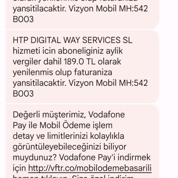 Vodafone Habersiz Yapılan Abonelikler