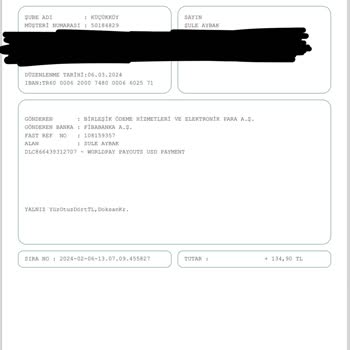 Birleşik Ödeme Hizmetleri Ve Elektronik A. Ş. Bilgim Dışı İşlem