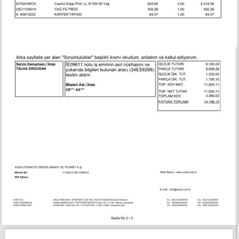 Seat Faturamdaki Aracımla Alakasız Yapılmayan İşlemler
