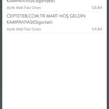 CepteTeb 0 Faizli Hoşgeldin Kredisi