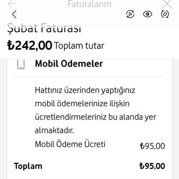 Vodafone Faturamda Mobil Ödeme Ücreti