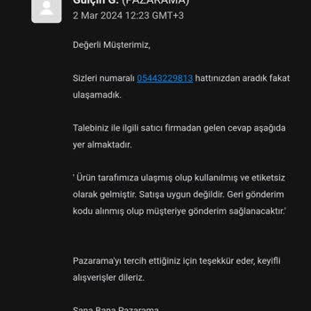 Pazarama İade Ürünümün Reddedilmesi