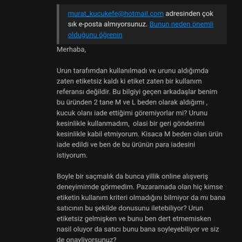 Pazarama İade Ürünümün Reddedilmesi