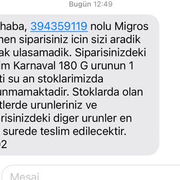 Migros Hep Eksik Ürün Gönderen Uygulama