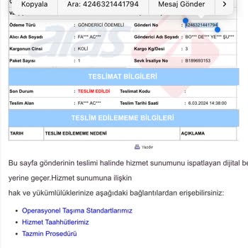 Dokuma Şube Aras Kargo Şikayet