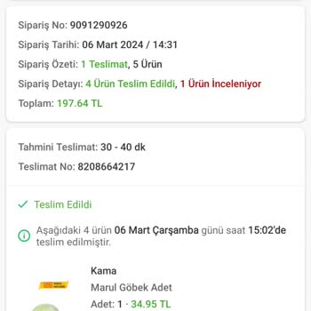 Trendyol GO Kuryenin Hasarlı Teslimatı