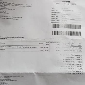 Lacoste Ayakkabının Sıkıntısından Dolayı İade