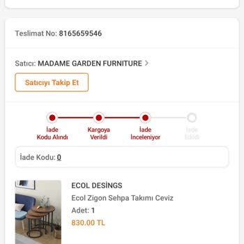 Madame Garden Furniture Zigon Sehpa İade Ediliyor!