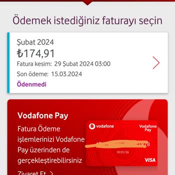 Vodafone Pay Fatura Ödeme İçin Çözüm İstiyorum