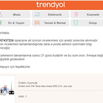 Trendyol.com Tıfıl Toys Adlı Satıcı Arızalı Ve Kusurlu Ürün Satıyor!