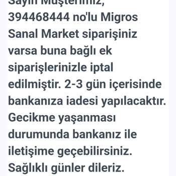 Migros Sanal Market Sorunları
