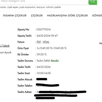 Taze Çiçek (tazecicek.com) Sipariş Edilen Ürünle Alakasız Ürün Teslim Ediyor