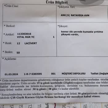 Karaca Giyim Ürününün Arkasında Durmaması Ve Personelin Tutumu