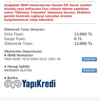 Sahibinden Güvenli Ödeme Beklentisi Ve Mağduriyetim
