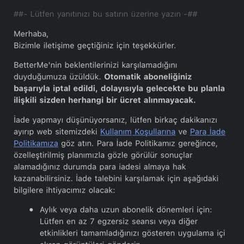 Betterme Paramı Geri İstiyorum