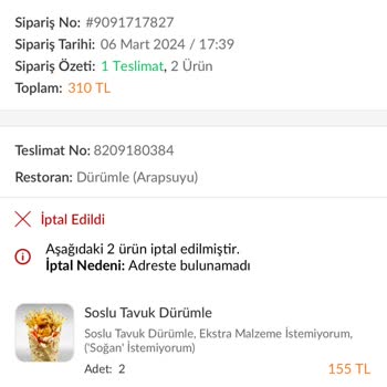 Trendyol Yemek Parasını Öde Siparişini Alma