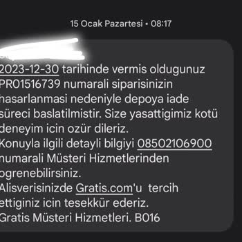 Gratis Para İadesi Yapılmadı
