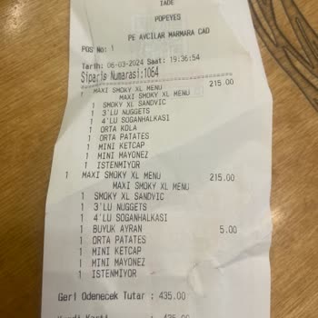 Popeyes Ürün Tadı Çok Kötü