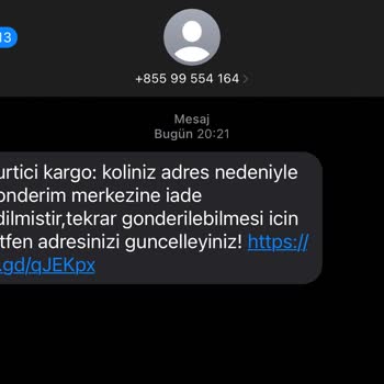 Adres nedeniyle Gelen SMS