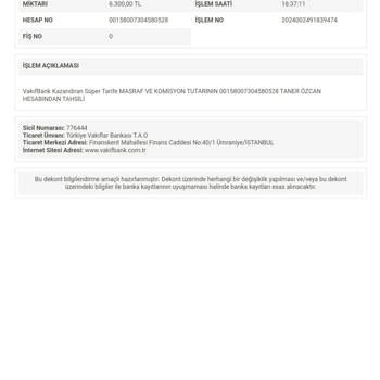 VakıfBank Kazandıran Süper Tarife Adı Altında Ücret Kesilmesi