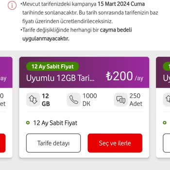 Vodafone Yanımda Önerilen Tarife Fiyatları Çok Yüksek!