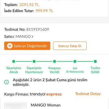 Trendyol Mango İade Paketinden Ürün Çıkmadı Diyerek Eksik Ücret İadesi