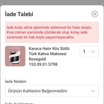Karaca Züccaciye Ürünü İade Edememe Sorunu