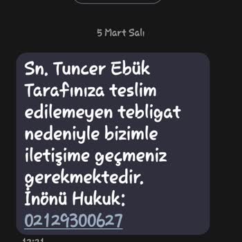 Devlet Kurumları ve STK'lar Adıyla Dolandırıcılık Teslim Edilemeyen Tebligat İle İlgili Bilgilendirme Mesajı Şikayeti