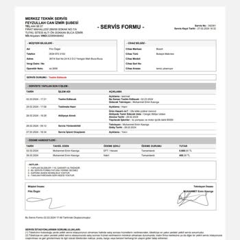 Bosch İzmir Buca Merkez Teknik Servis Şikayetçiyim