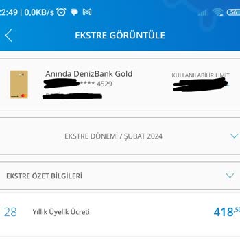 Denizbank Kart Aidatı İadesi