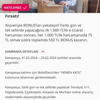 Denizbank Online Alışveriş Kampanyası Yatmayan Bonus!