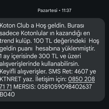Koton Kayseri Forum Mağazası İndirimim Var Kullandırmadı.