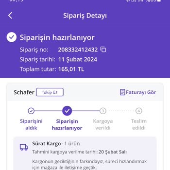 Schafer Ürünüm Kargoya Verilmedi