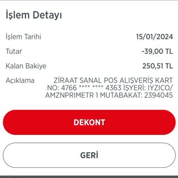 Amazon Bilgim Olmadan 39 Lira Para Çekiliyor Şikayetçiyim