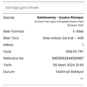 Banabilet.com Bilet Teslimatı Gerçekleşmedi