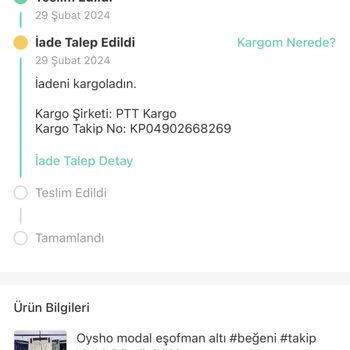 Dolap Uygulaması Yanlış Ürün İadesinde Benden Kargo Ücreti Almaları
