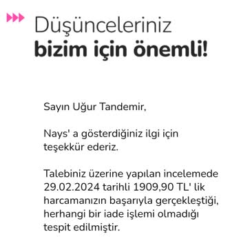 Nays Hak Ettiğim İademi Yapmıyor