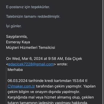 CV Maker Onaysız Harcama HKK;