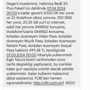 Vodafone Fatura Hakkında İtiraz