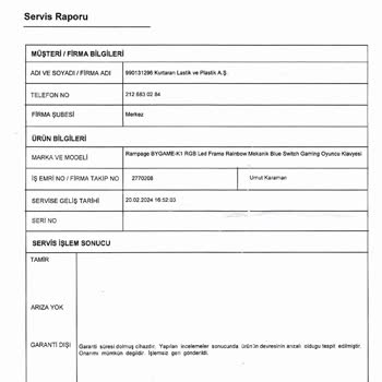 Rampage BYGAME-K1 RGB Klavye Bazı Tuşları Çalışmıyor.