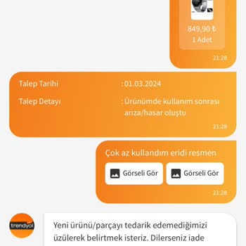 Trendyol Nezih Teknoloji Sattığı Ürünün Arkasında Durmuyor.